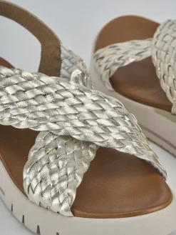 Sale Sandali zeppa tacco 2cm pelle Donna Sandali Zeppa