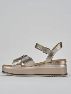 Hot Sandali zeppa tacco 4cm pelle Donna Sandali Zeppa