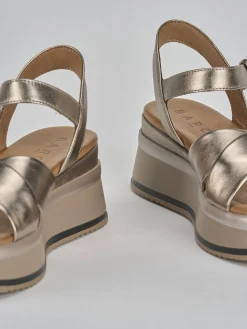 Hot Sandali zeppa tacco 4cm pelle Donna Sandali Zeppa