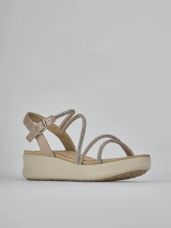 Discount Sandali zeppa tacco 4cm pelle Donna Sandali Zeppa