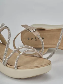 Discount Sandali zeppa tacco 4cm pelle Donna Sandali Zeppa