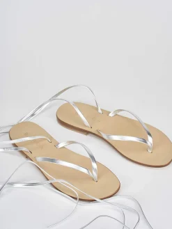 Clearance Sandalo infradito tacco 1 cm pelle Donna Sandali Tacco Basso