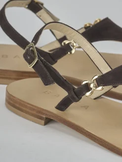 Outlet Sandalo infradito tacco 1 cm testa camoscio Donna Sandali Tacco Basso