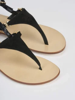 Online Sandalo infradito tacco 1 cm camoscio Donna Sandali Tacco Basso