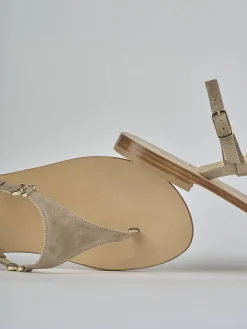 Outlet Sandalo infradito tacco 1 cm camoscio Donna Sandali Tacco Basso