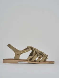 Outlet Sandalo tacco 1 cm camoscio Donna Sandali Tacco Basso