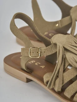 Outlet Sandalo tacco 1 cm camoscio Donna Sandali Tacco Basso