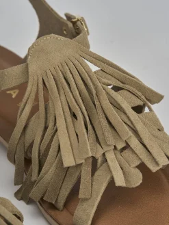 Outlet Sandalo tacco 1 cm camoscio Donna Sandali Tacco Basso