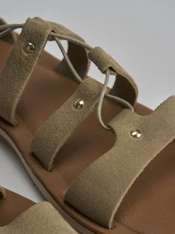 Outlet Sandalo tacco 1 cm camoscio Donna Sandali Tacco Basso