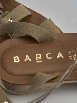 Outlet Sandalo tacco 1 cm camoscio Donna Sandali Tacco Basso