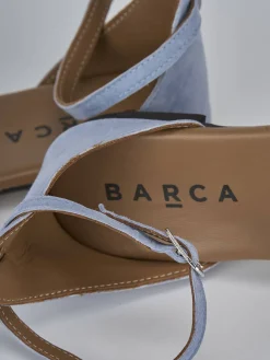 Sandalo tacco 1 cm camoscio Donna Sandali Tacco Basso