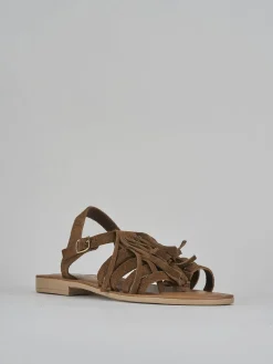 Hot Sandalo tacco 1 cm camoscio Donna Sandali Tacco Basso