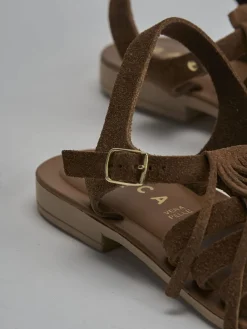 Hot Sandalo tacco 1 cm camoscio Donna Sandali Tacco Basso