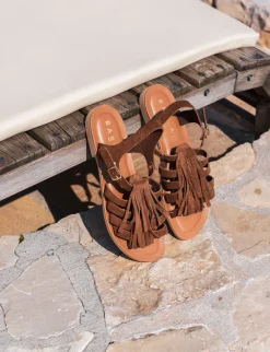 Hot Sandalo tacco 1 cm camoscio Donna Sandali Tacco Basso