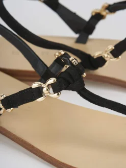 Discount Sandalo tacco 1 cm camoscio Donna Sandali Tacco Basso