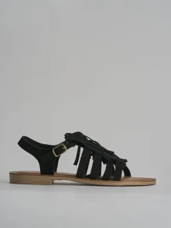 Clearance Sandalo tacco 1 cm camoscio Donna Sandali Tacco Basso