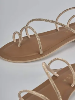 Hot Sandalo tacco 1 cm pelle Donna Sandali Tacco Basso