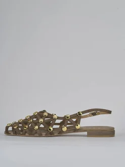 Sale Sandalo tacco 1 cm testa camoscio Donna Sandali Tacco Basso