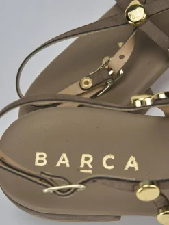 Sale Sandalo tacco 1 cm testa camoscio Donna Sandali Tacco Basso