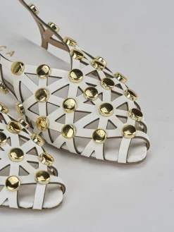 New Sandalo tacco 1cm pelle Donna Sandali Tacco Basso