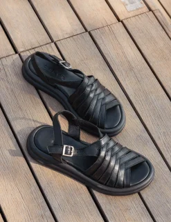 Online Sandalo zeppa 3 cm pelle Donna Sandali Tacco Basso