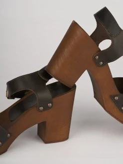 Online Sandalo zoccolo tacco 7cm con plateaux testa pelle Donna Sandali Tacco Alto