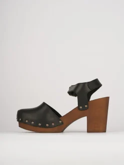 Clearance Sandalo zoccolo tacco 7cm con plateaux pelle Donna Sandali Tacco Alto