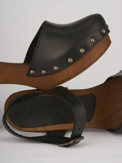 Clearance Sandalo zoccolo tacco 7cm con plateaux pelle Donna Sandali Tacco Alto