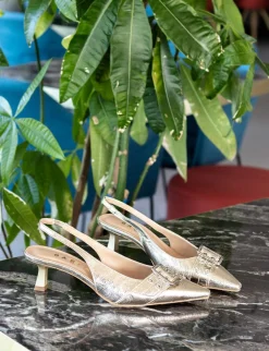 Outlet Slingback tacco 7cm laminato Donna Slingback