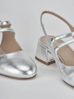Discount Slingback tacco 4cm laminato Donna Slingback