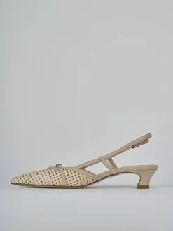 Discount Slingback tacco 4cm pelle Donna Slingback