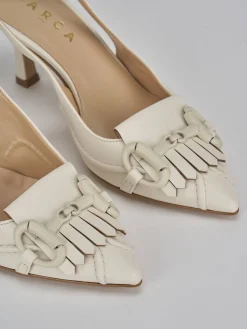 Clearance Slingback tacco 7cm pelle Donna Slingback