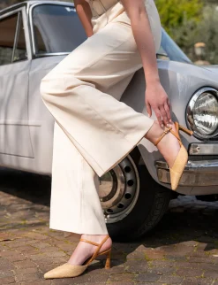 Clearance Slingback tacco 8cm pelle Donna Slingback