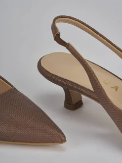 Discount Slingback tacco 4cm pelle testa Donna Slingback