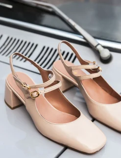 Outlet Slingback tacco 5cm vernice Donna Slingback