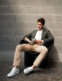 Clearance sneakers fondo gomma e soletto interno in vera pelle. tomaia in morbida pelle intrecciata Uomo Sneakers