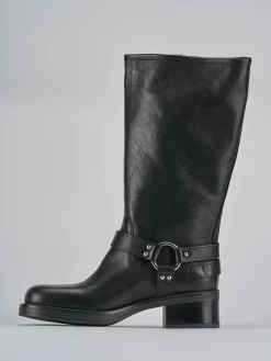 Online Stivale biker tacco 5 cm pelle Donna Stivali Tacco Basso