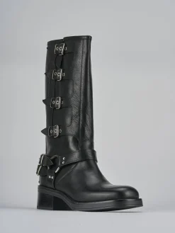 Online Stivale biker tacco 5 cm pelle Donna Stivali Tacco Basso