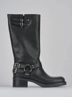 Stivale biker tacco 5 cm pelle Donna Stivali Tacco Basso