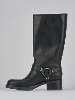 Stivale biker tacco 5 cm pelle Donna Stivali Tacco Basso