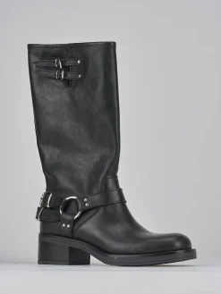 Stivale biker tacco 5 cm pelle Donna Stivali Tacco Basso