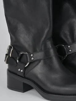 Stivale biker tacco 5 cm pelle Donna Stivali Tacco Basso