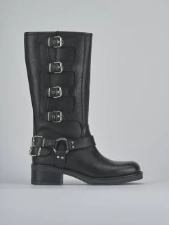 Hot Stivale biker tacco 4 cm pelle Donna Stivali Tacco Basso