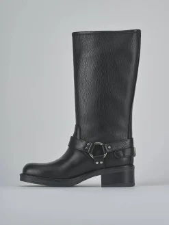 Hot Stivale biker tacco 4 cm pelle Donna Stivali Tacco Basso