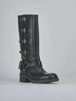 Hot Stivale biker tacco 4 cm pelle Donna Stivali Tacco Basso