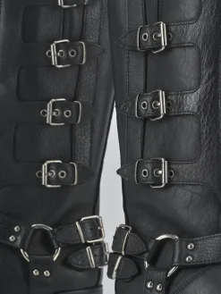 Hot Stivale biker tacco 4 cm pelle Donna Stivali Tacco Basso