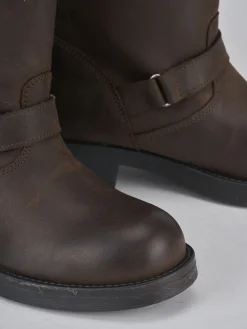 Best Stivale biker tacco 3 cm testa pelle Donna Stivali Tacco Basso