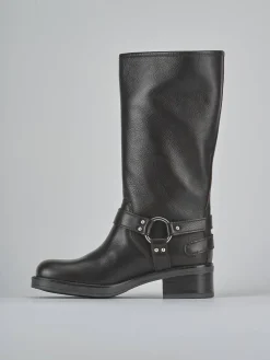 Best Stivale biker tacco 4 cm testa pelle Donna Stivali Tacco Basso