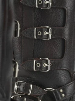 Best Stivale biker tacco 4 cm testa pelle Donna Stivali Tacco Basso