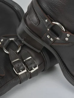 Best Stivale biker tacco 4 cm testa pelle Donna Stivali Tacco Basso